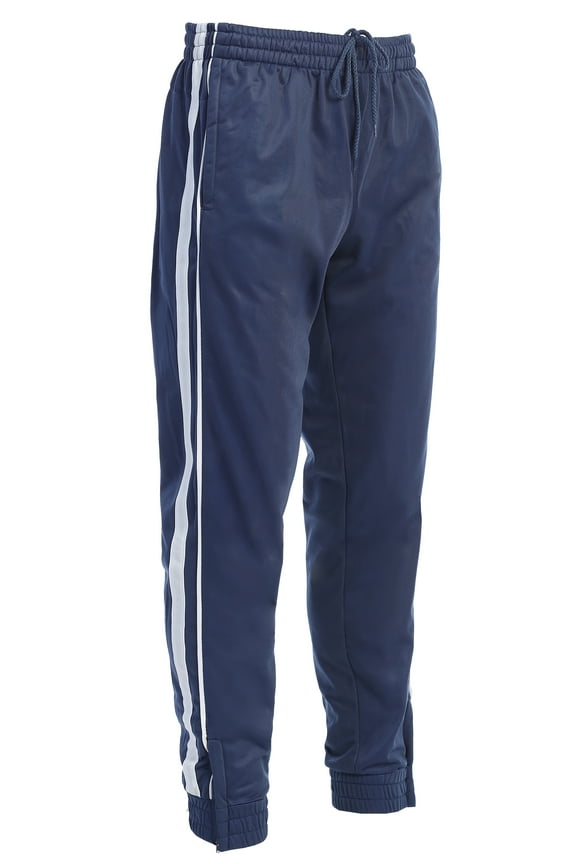 Mens Athletic Track Pants with Ribbed Zipper Ankle Cuff