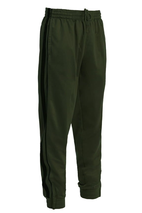 Mens Athletic Track Pants with Ribbed Zipper Ankle Cuff
