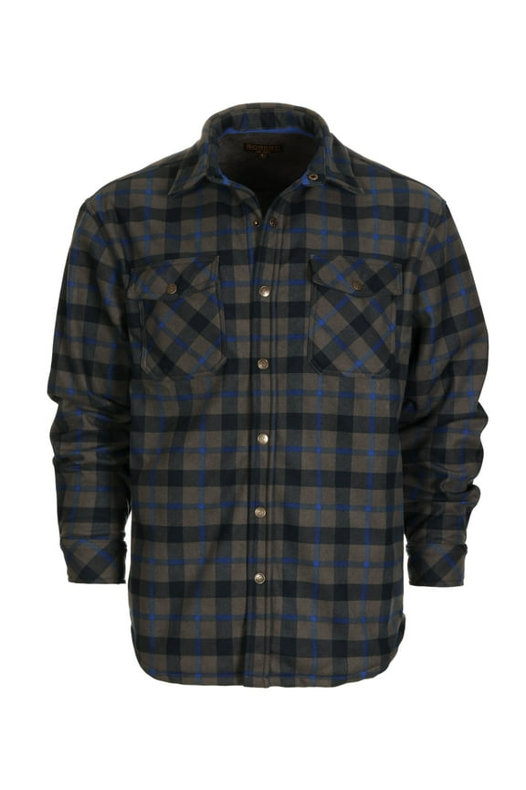 Mens Checkered Flannel Jacket With Velvet Underlining