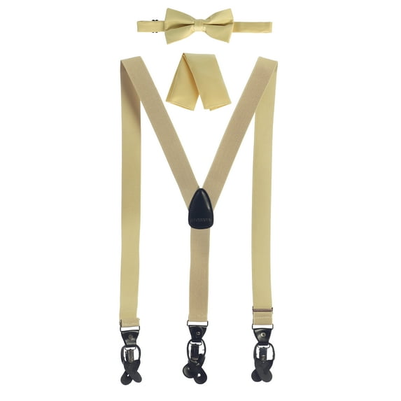 Gioberti Men's Convertible Suspenders, Bow Tie, and Hanky Set