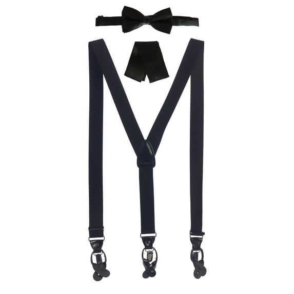 Gioberti Men's Convertible Suspenders, Bow Tie, and Hanky Set
