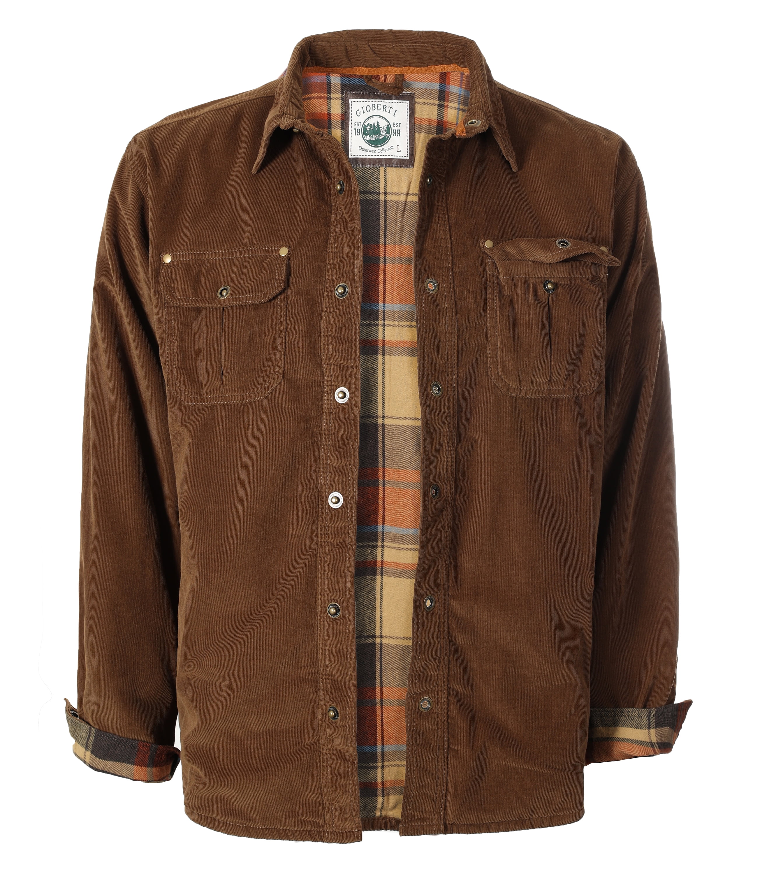 Gioberti Men's Corduroy Shirt Jacket with Flannel Lining Color: Camel Size: 3XL Gioberti Men's Corduroy Shirt Jacket with Flannel Lining Color: Camel Size: 3XL