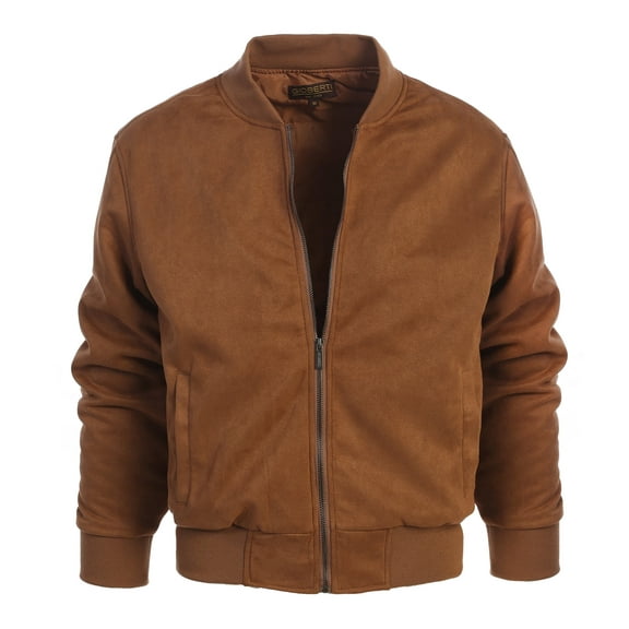 Gioberti Men's Padded Faux Suede Bomber Jacket with Warm Inner Padding