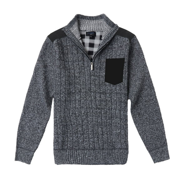 Gioberti Men's Half Zip Pullover Knitted Regular Fit Sweater with Soft Brushed Flannel Lining