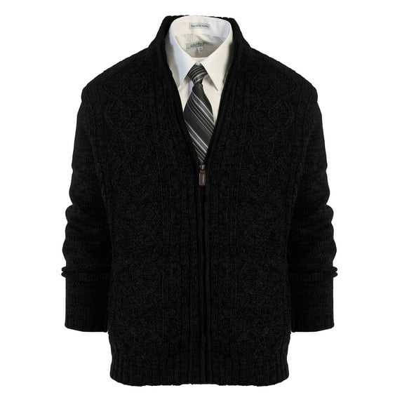 Gioberti Mens Heavy Weight Cardigan Twisted Knit Full-Zipper Sweater