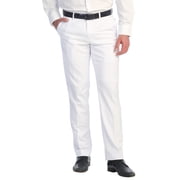 white dress pants men's slim fit White Slim Fit Dress Pants Flat Front Pre-hemmed main image 1