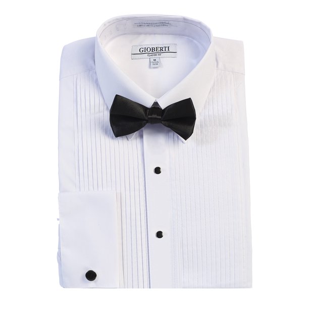 Gioberti Men's Kent Lay Down Collar Long Sleeve Tuxedo Dress Shirt with