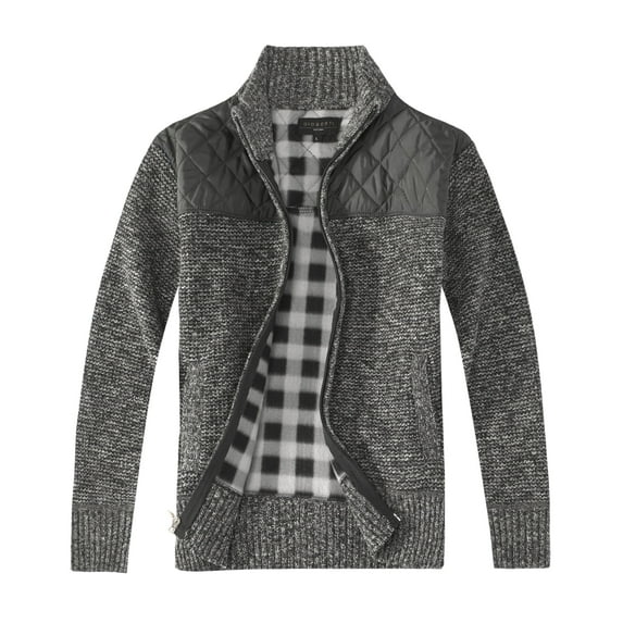 Gioberti Men's Knitted Regular Fit Full Zip Cardigan Sweater with Soft Brushed Flannel Lining