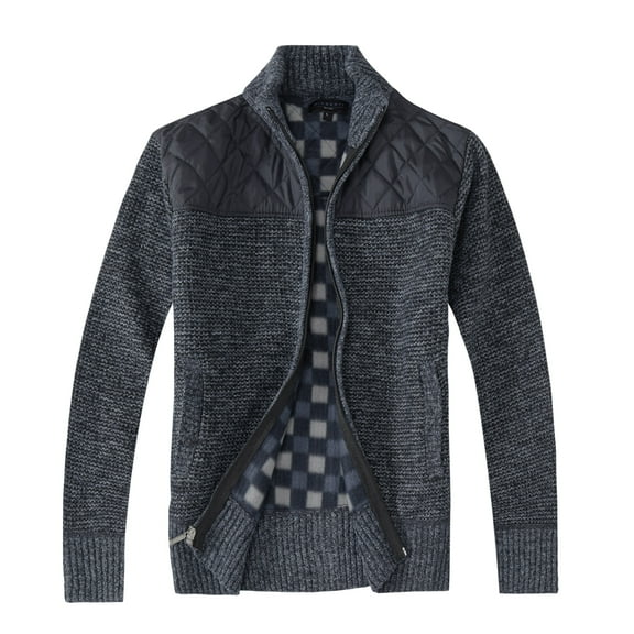 Gioberti Men's Knitted Regular Fit Full Zip Cardigan Sweater with Soft Brushed Flannel Lining