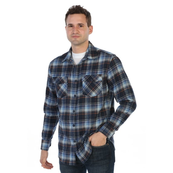 Gioberti Men's Plaid Checkered 100% Cotton Brushed Flannel Shirt