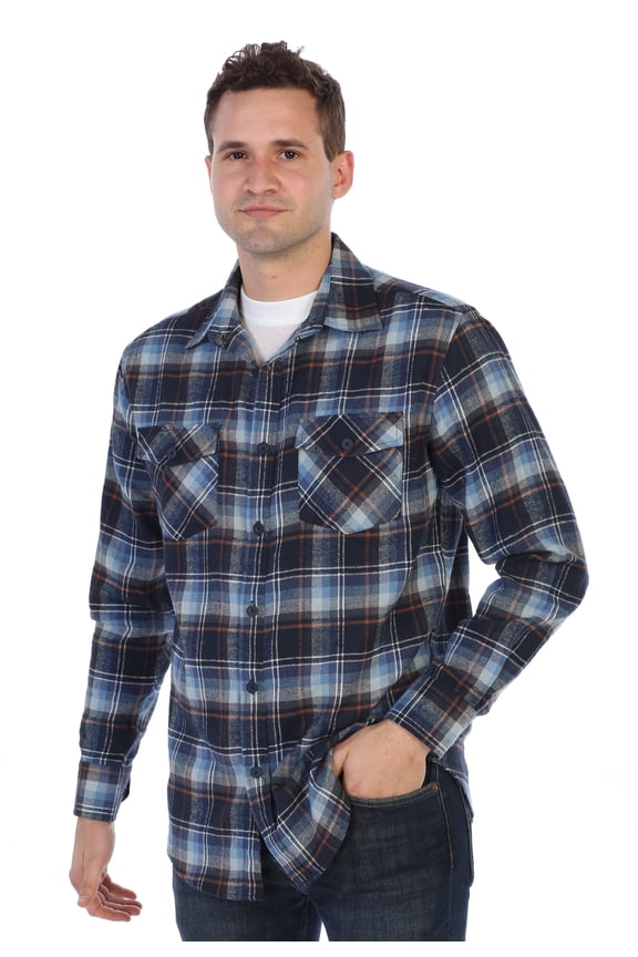 Men's Plaid Checkered 100% Cotton Brushed Flannel Shirt