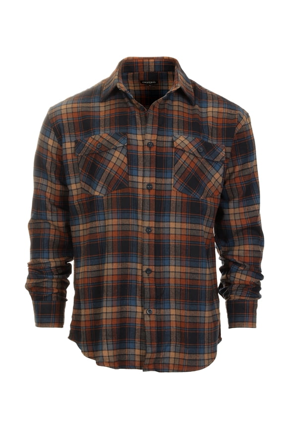 Men's Plaid Checkered 100% Cotton Brushed Flannel Shirt