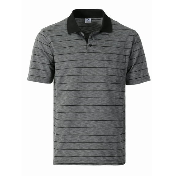 Gioberti Mens Regular Fit Yarn Dye Striped Short Sleeve Polo Shirt with Pocket