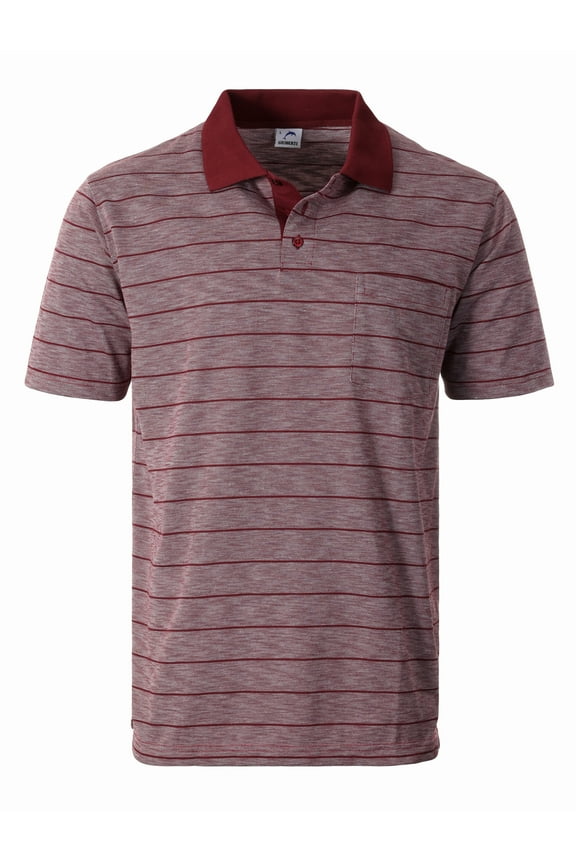 Mens Regular Fit Yarn Dye Striped Short Sleeve Polo Shirt with Pocket