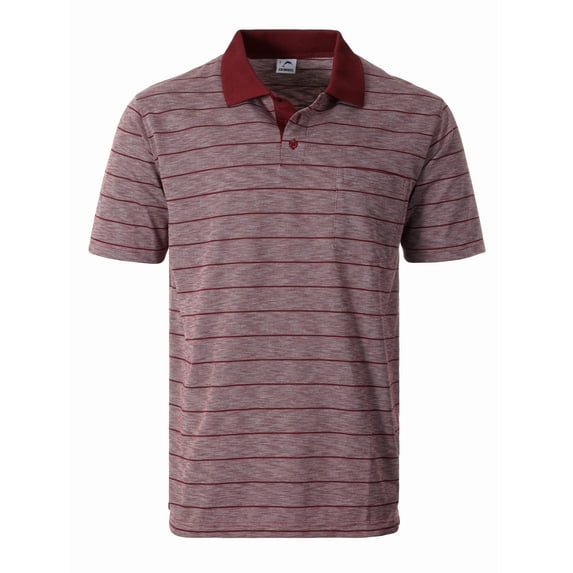 Gioberti Mens Regular Fit Yarn Dye Striped Short Sleeve Polo Shirt with Pocket