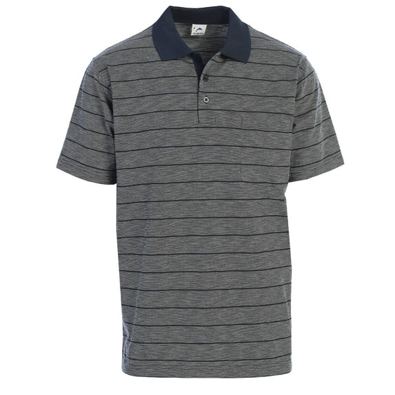 Gioberti Mens Regular Fit Yarn Dye Striped Short Sleeve Polo Shirt with Pocket