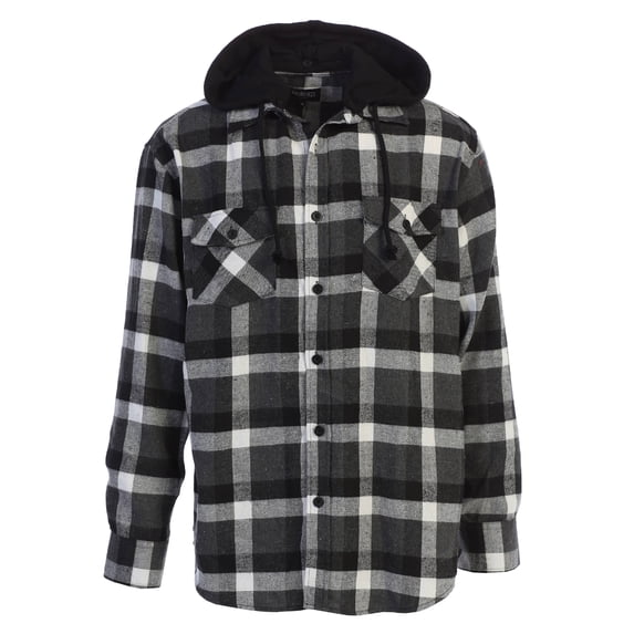 Gioberti Men's Removable Hoodie Plaid Checkered Flannel Button Down Shirt