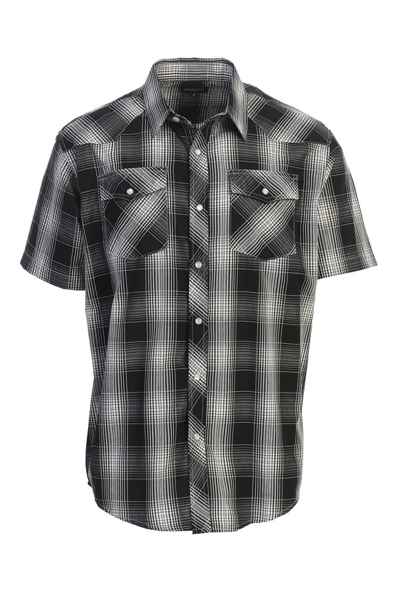 Mens Western Cowboy Short Sleeve Shirt with Snap Buttons