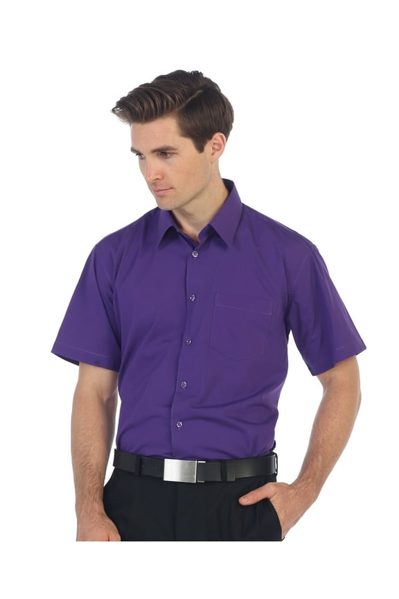 Men's Short Sleeve Solid Dress Shirt