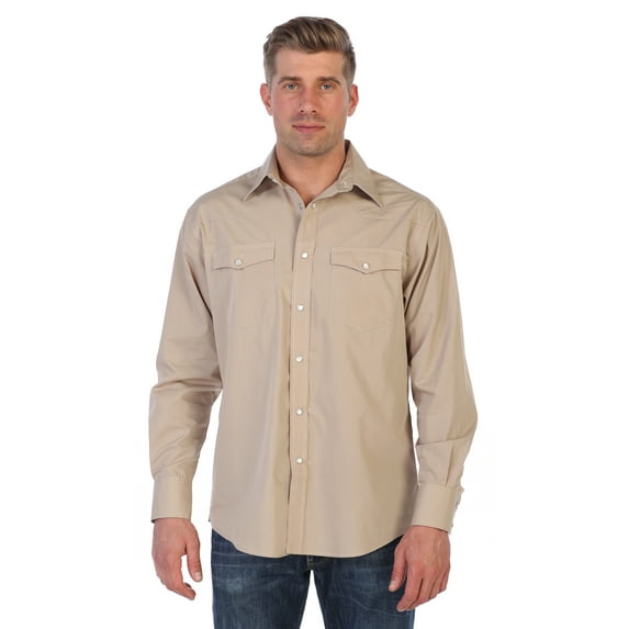 Gioberti Men’s Solid Long Sleeve Western Shirt with Pearl Snap-on Buttons