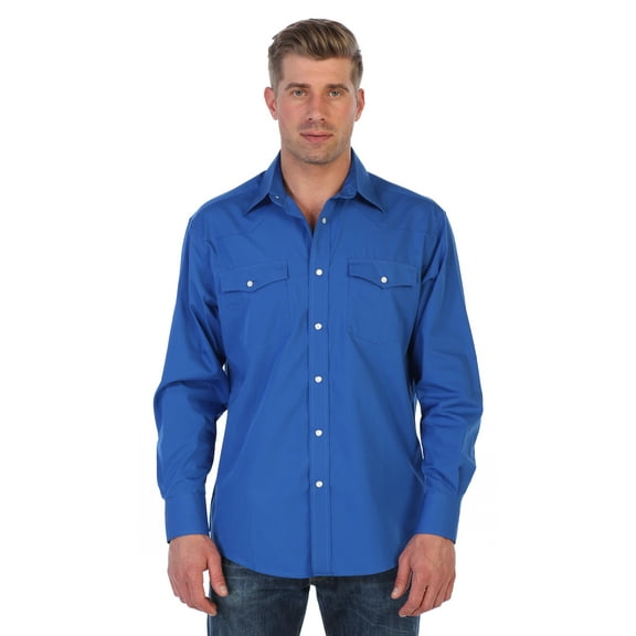 Gioberti Men’s Solid Long Sleeve Western Shirt with Pearl Snap-on Buttons