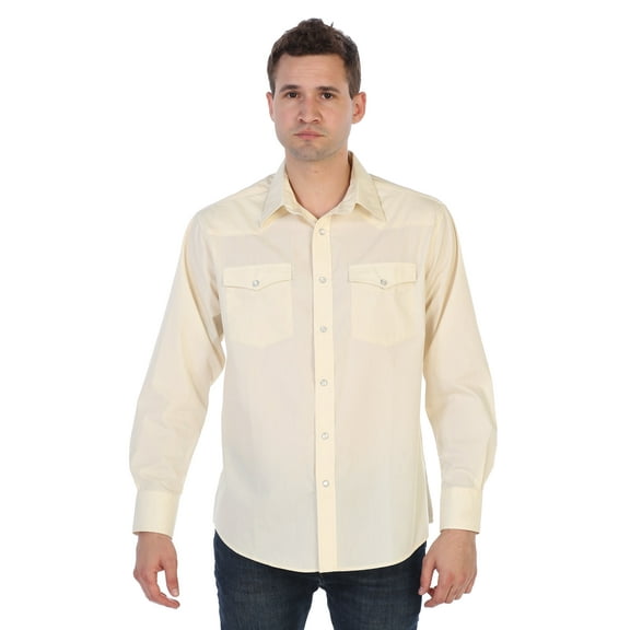 Gioberti Men’s Solid Long Sleeve Western Shirt with Pearl Snap-on Buttons