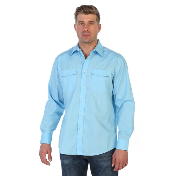 Gioberti Men’s Solid Long Sleeve Western Shirt with Pearl Snap-on Buttons