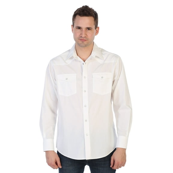 Gioberti Men’s Solid Long Sleeve Western Shirt with Pearl Snap-on Buttons