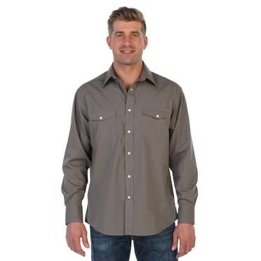 Gioberti Men's Solid Long Sleeve Western Shirt with Pearl Snap-on Buttons