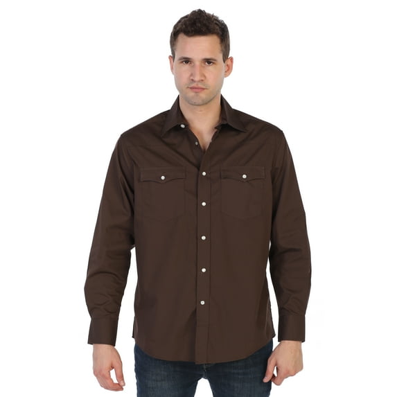Gioberti Men’s Solid Long Sleeve Western Shirt with Pearl Snap-on Buttons