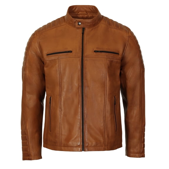 Gioberti Men's Stand Collar Motorcycle Leather Bomber Jacket