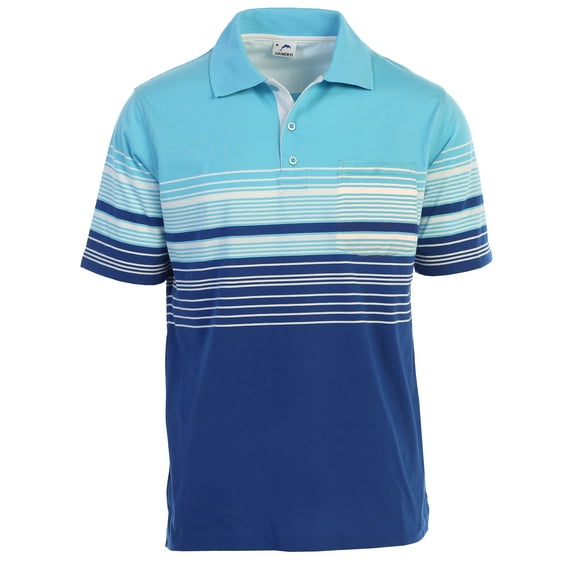 Gioberti Mens Striped Polo Shirt with Pocket - Yarn Dye
