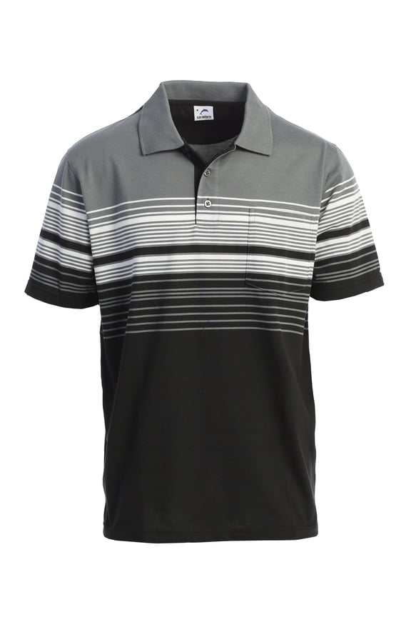 Mens Striped Polo Shirt with Pocket - Yarn Dye