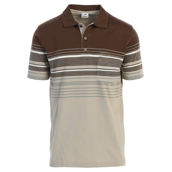 Gioberti Mens Striped Polo Shirt with Pocket - Yarn Dye