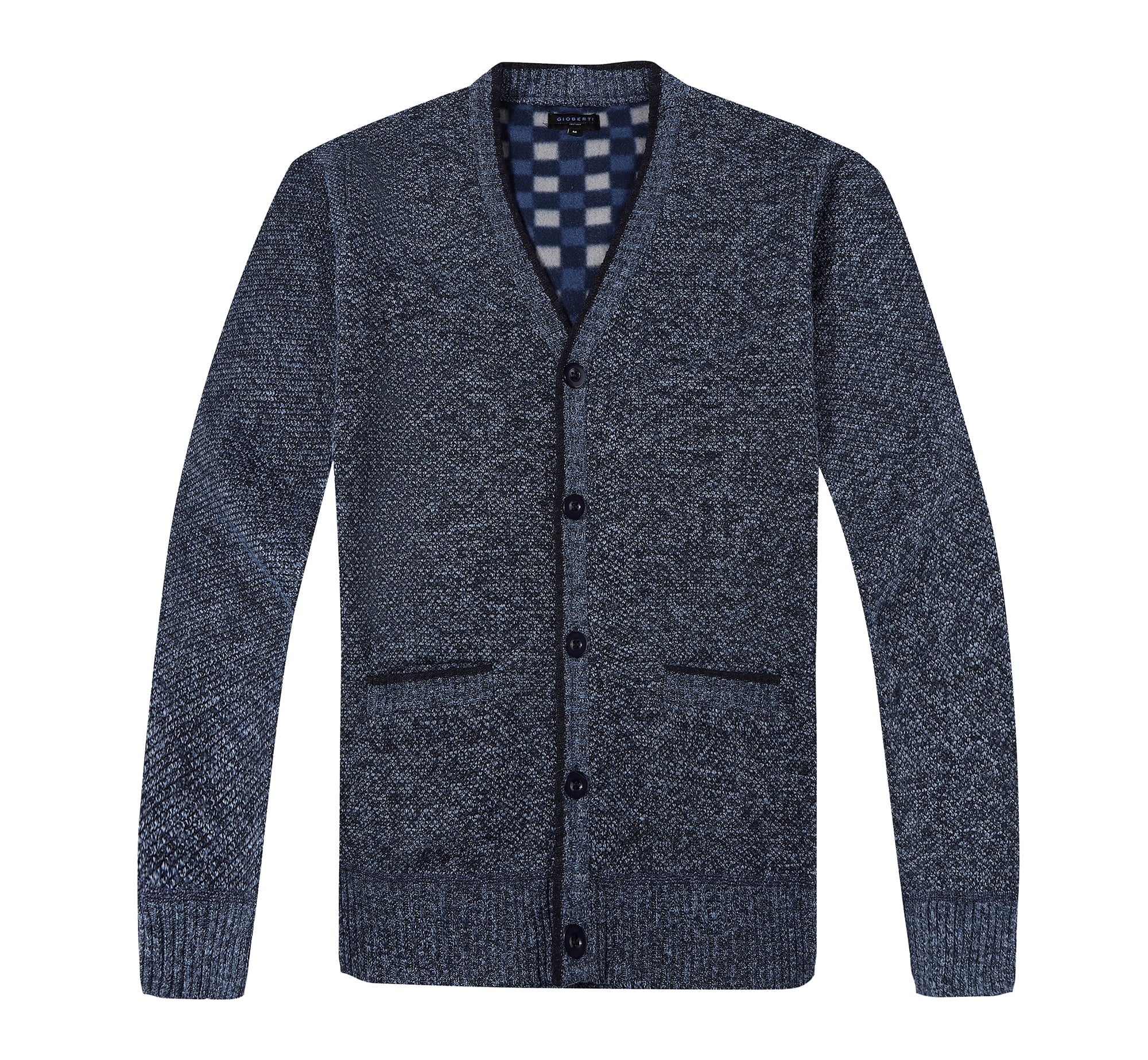 Gioberti Men's Knitted V-Neck Button Down Cardigan Sweater with Flannel ...