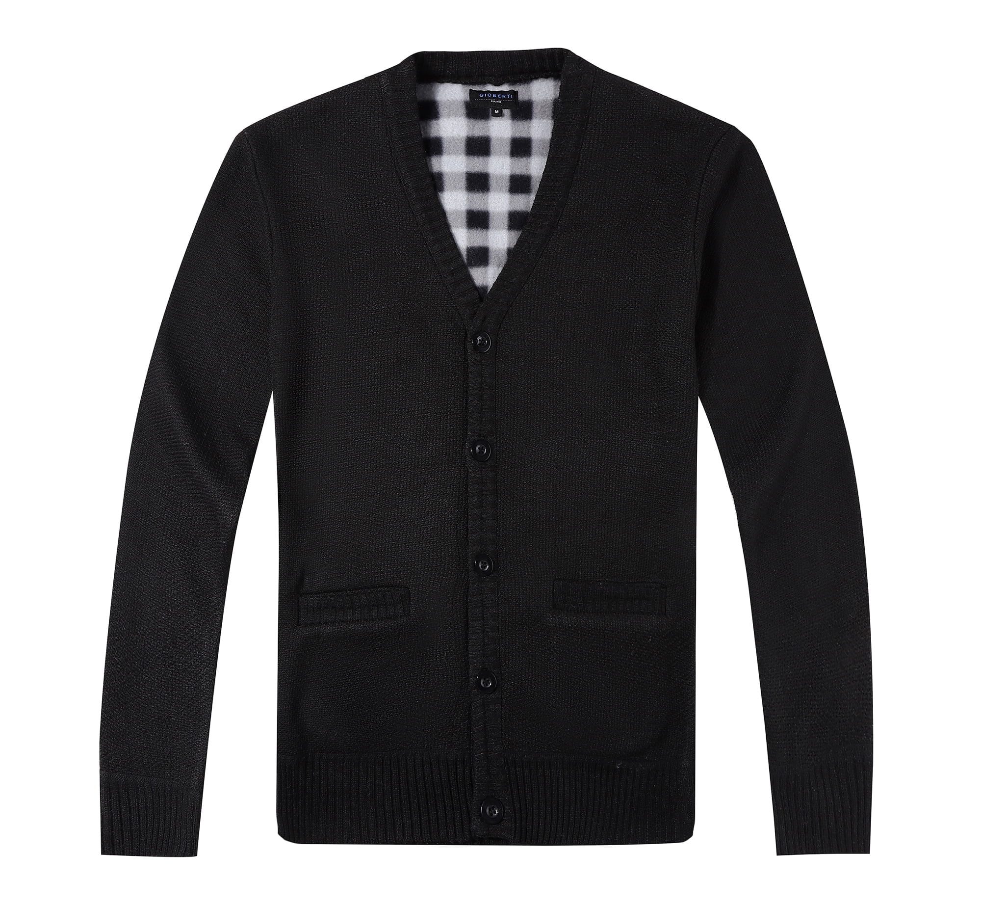 Gioberti Men's Knitted V-Neck Button Down Cardigan Sweater with Flannel ...