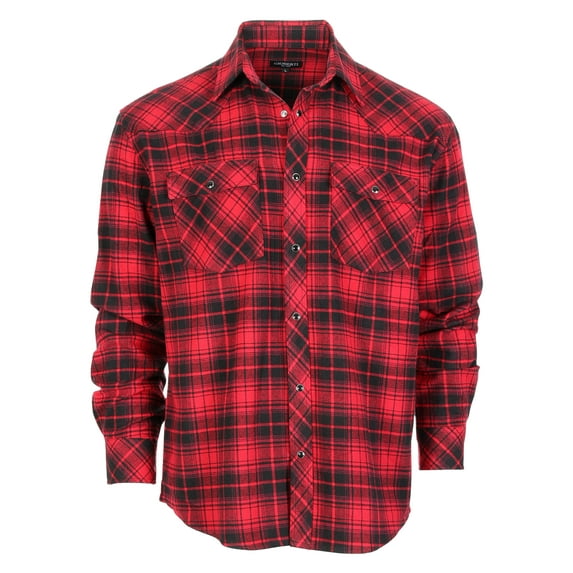 Gioberti Men 100% Cotton Western Flannel Plaid Shirt w/Snap-on Button