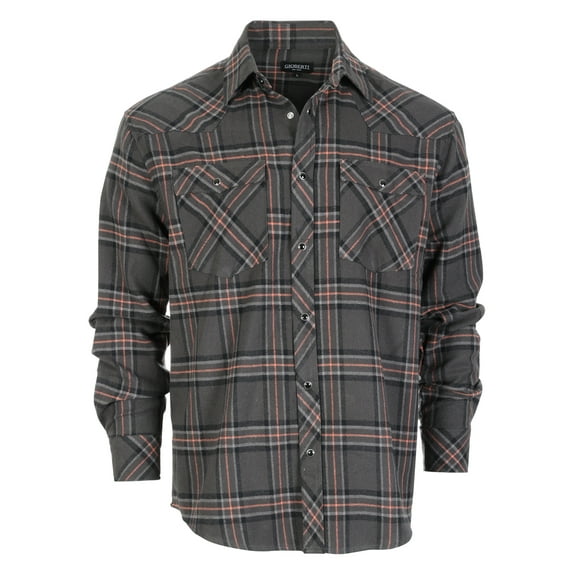 Gioberti Men 100% Cotton Western Flannel Plaid Shirt w/Snap-on Button