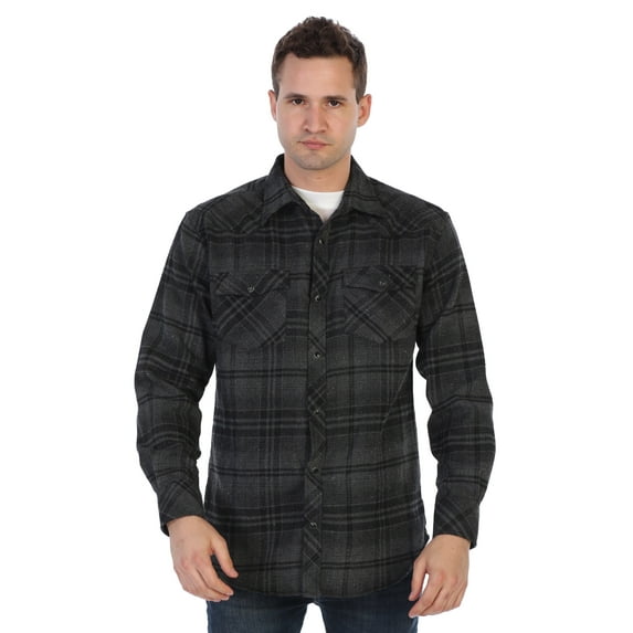 Gioberti Men 100% Cotton Western Flannel Plaid Shirt w/Snap-on Button