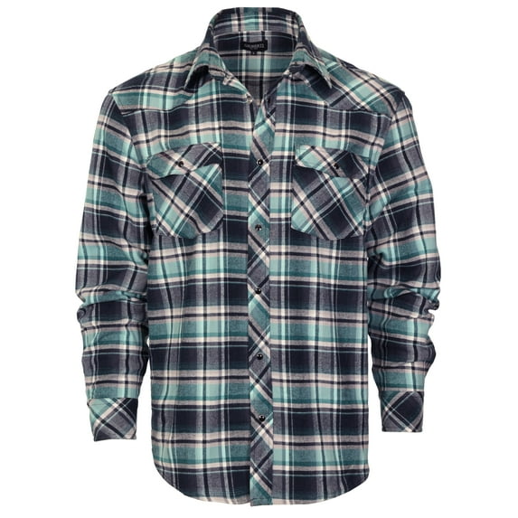 Gioberti Men's Western Brushed Flannel Plaid Checkered Shirt w/ Snap-on Button