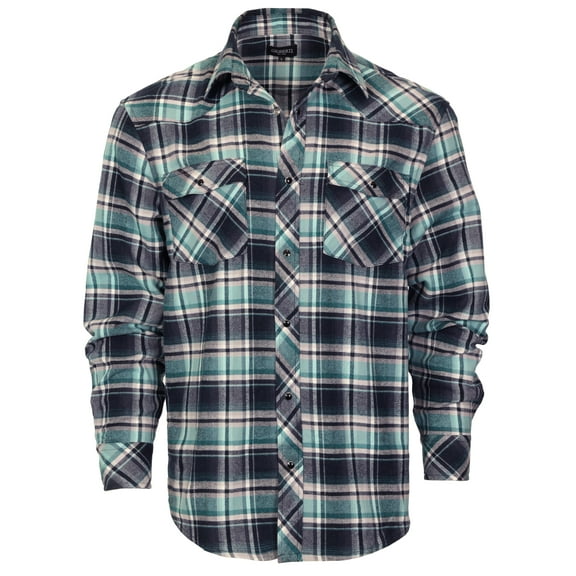Gioberti Men's Western Brushed Flannel Plaid Checkered Shirt w/ Snap-on Button