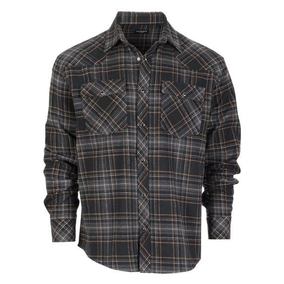 Gioberti Men 100% Cotton Western Flannel Plaid Shirt w/Snap-on Button