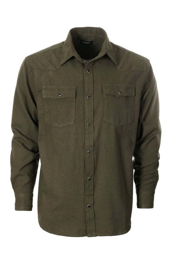 Men 100% Cotton Western Flannel Plaid Shirt w/Snap-on Button