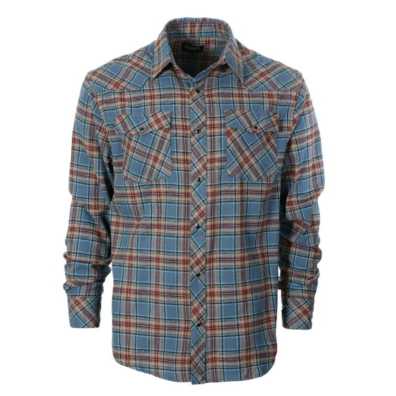 Gioberti Men 100% Cotton Western Flannel Plaid Shirt w/Snap-on Button