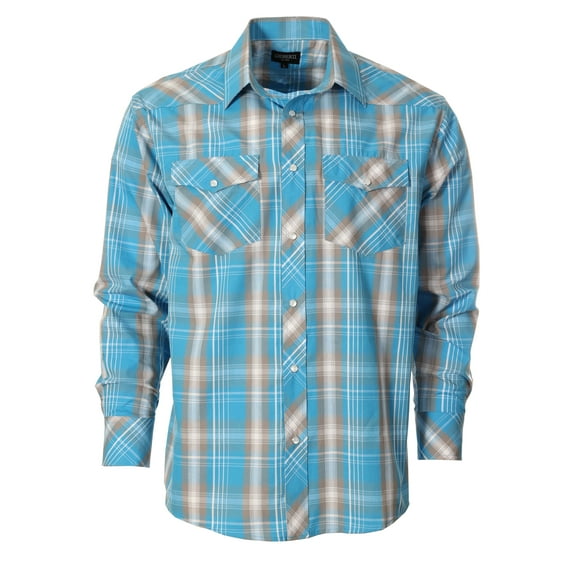 Gioberti Men's Western Plaid Long Sleeve Shirt with Pearl Snap-on