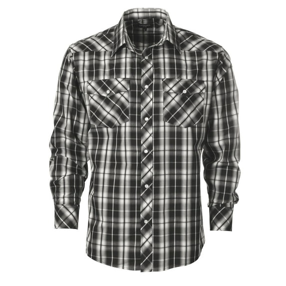 Gioberti Men's Western Plaid Long Sleeve Shirt with Pearl Snap-on