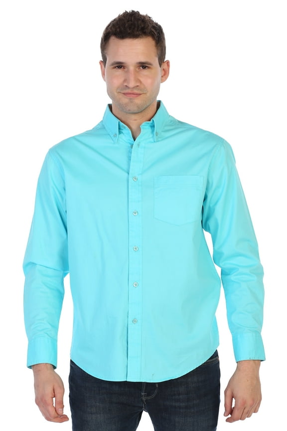 Mens 100% Cotton Long Sleeve Casual Twill Oxford Shirt