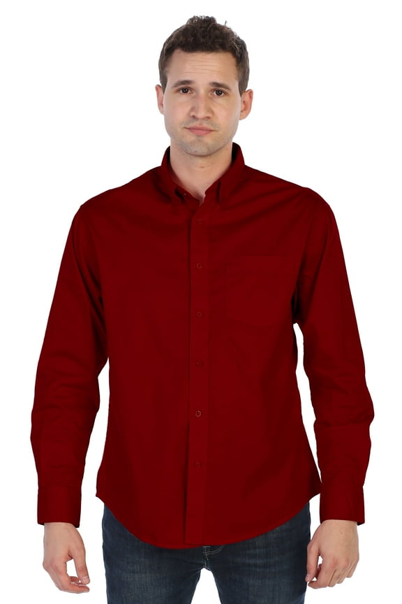 Mens 100% Cotton Long Sleeve Casual Twill Oxford Shirt