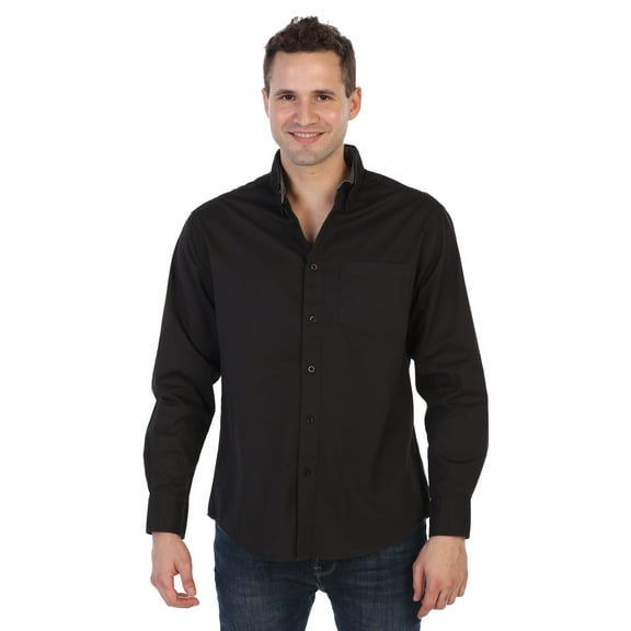 Gioberti Mens 100% Cotton Twill Oxford Shirt with Contrast