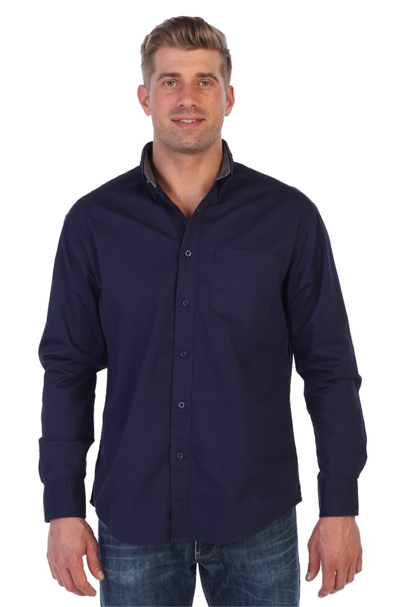 Mens 100% Cotton Twill Oxford Shirt with Contrast